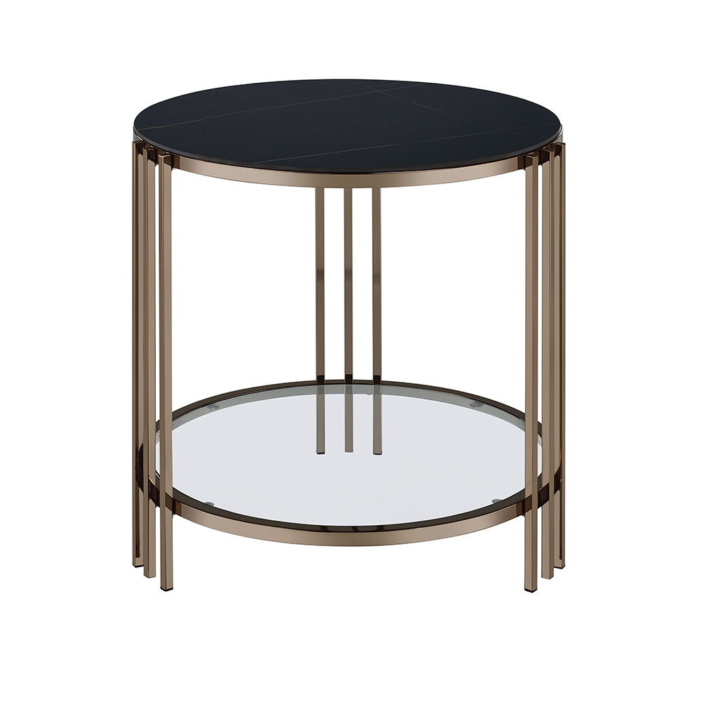 Zaidee - End Table - Sintered Stone & Champagne - Urban Living Furniture (Los Angeles, CA)