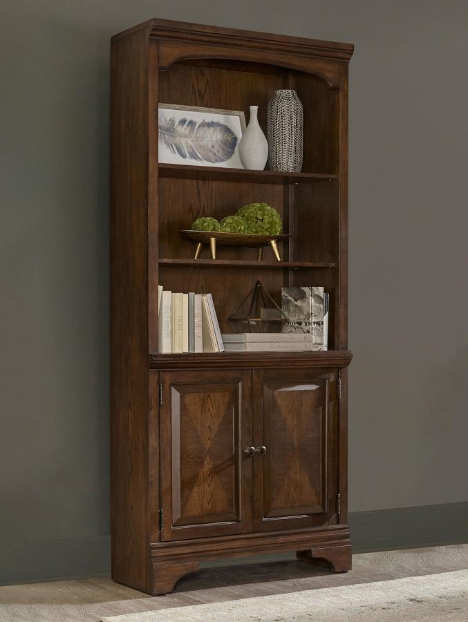 Hartshill - 3-Shelf Cabinet Bookcase - Burnished Oak - Urban Living Furniture (Los Angeles, CA)