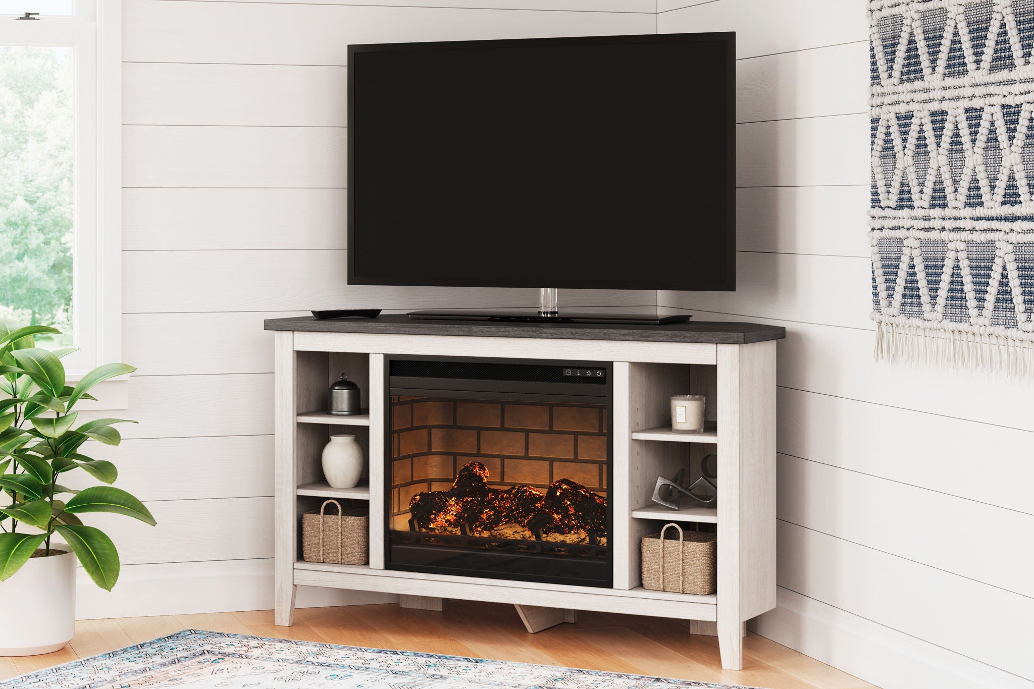 Dorrinson - Corner TV Stand With Fireplace Insert - Urban Living Furniture (Los Angeles, CA)