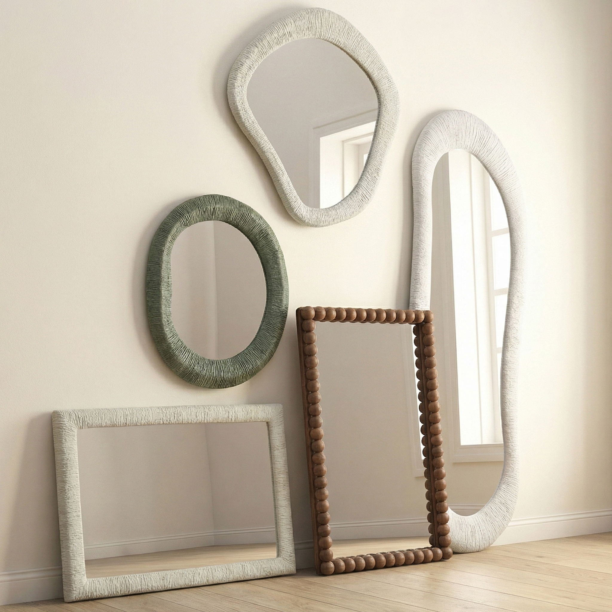 Orpheus - 20" x 59" Ribbed Floor Mirror - Faux Stone