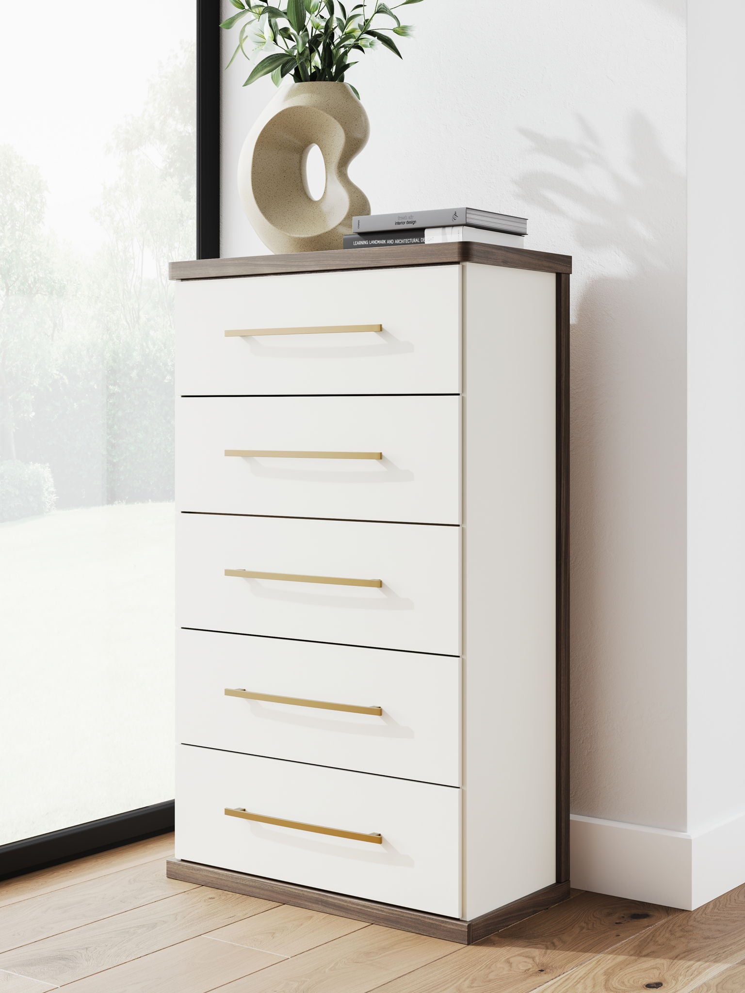 Kendanport - Brown / White - Five Drawer Chest - Urban Living Furniture (Los Angeles, CA)