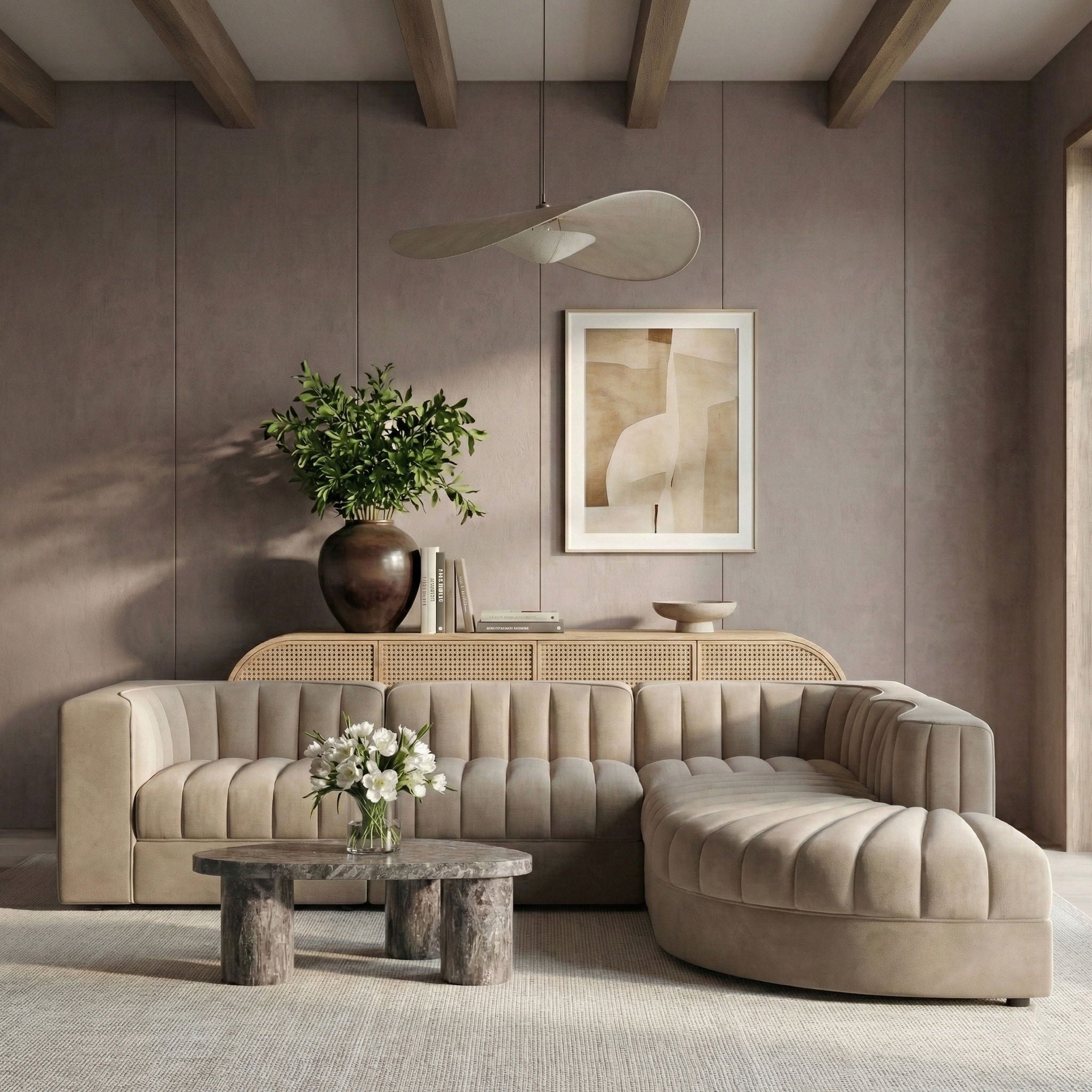 Rummi - Velvet Performance Fabric Upholstered 5 Piece Modular Sectional - Urban Living Furniture (Los Angeles, CA)