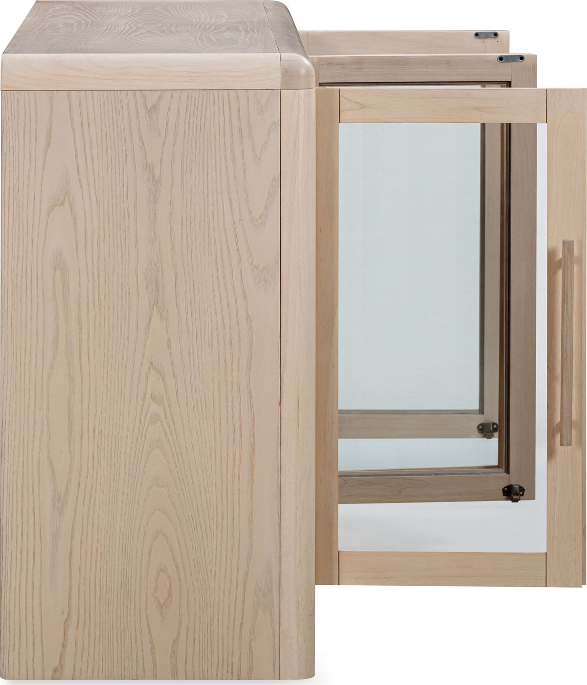 Liv - Glass Door Ash Wood Sideboard - White Sand