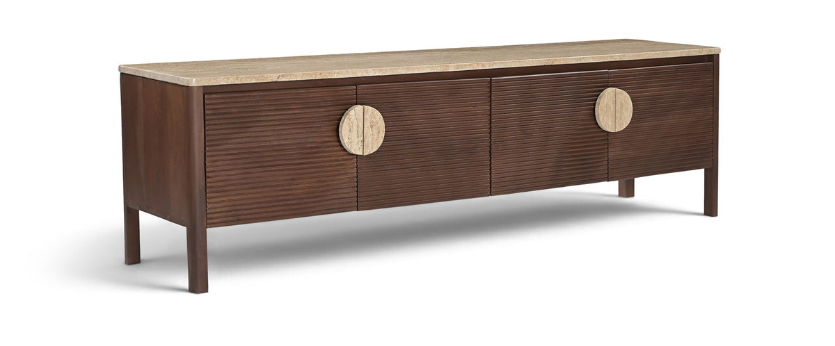 Varenna - 69" Genuine Marble And Acacia Wood Media Console