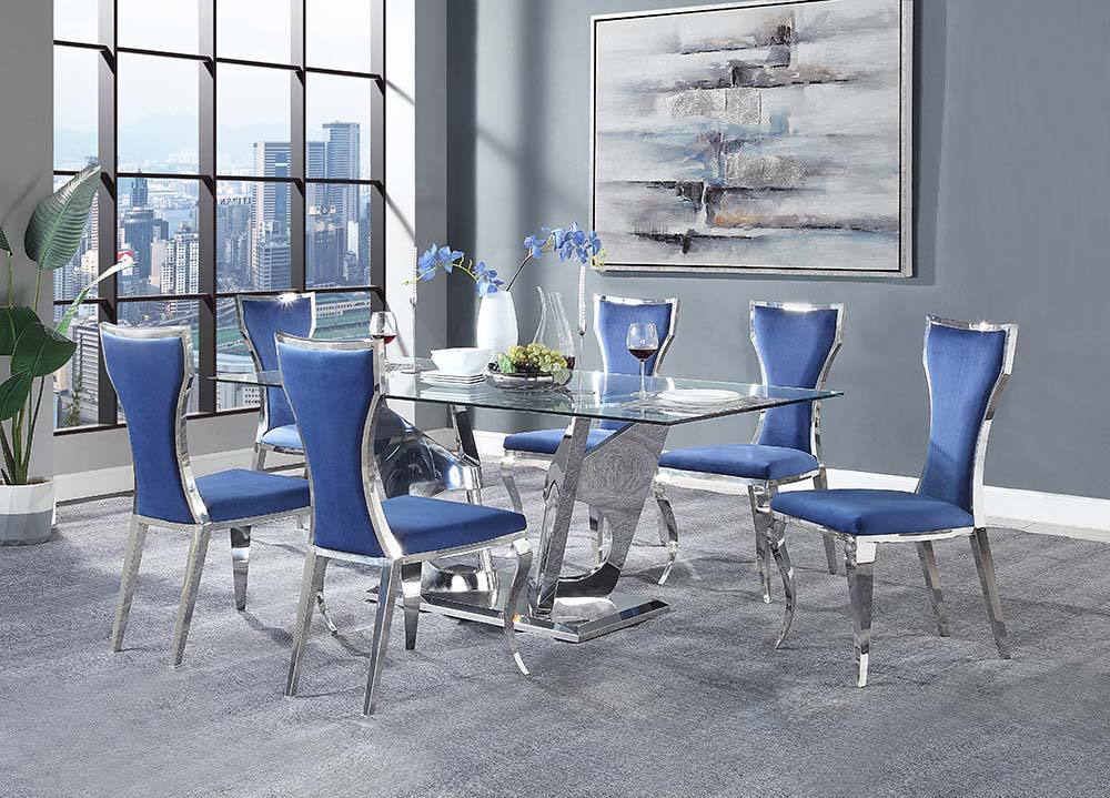Azriel - Dining Table - Clear Glass & Mirrored Silver Finish - Urban Living Furniture (Los Angeles, CA)