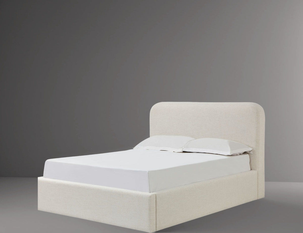 Virgil Off-White - Upholstered Platform Bed - Whipped Honey Linen