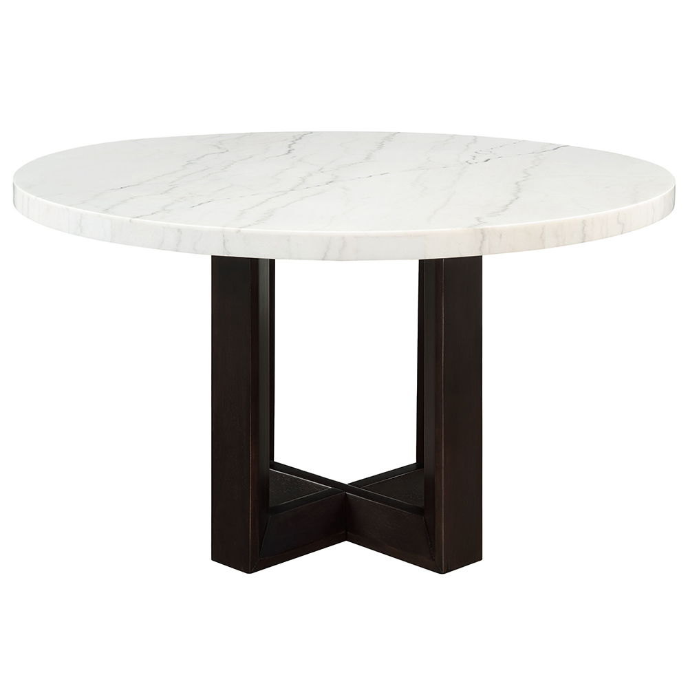 Edwyn - Round Dining Table - White Natural Marble Top & Espresso - Urban Living Furniture (Los Angeles, CA)