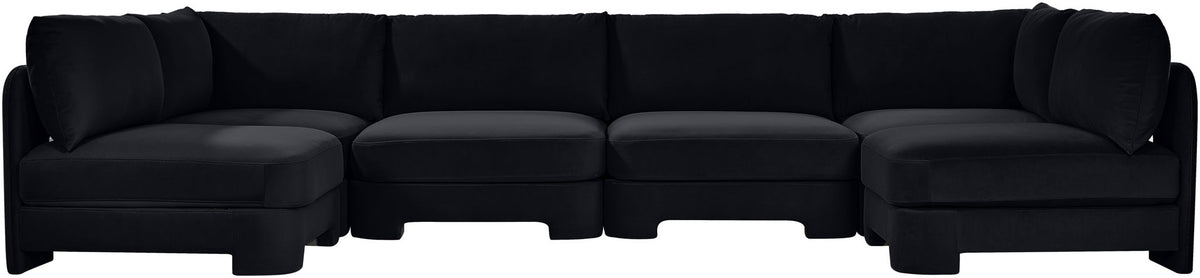 Hammond - Velvet Performance Fabric Upholstered 6 Piece U-Shaped Armless Sectional