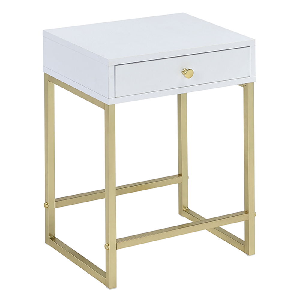 Coleen - Accent Table - White & Brass - Urban Living Furniture (Los Angeles, CA)