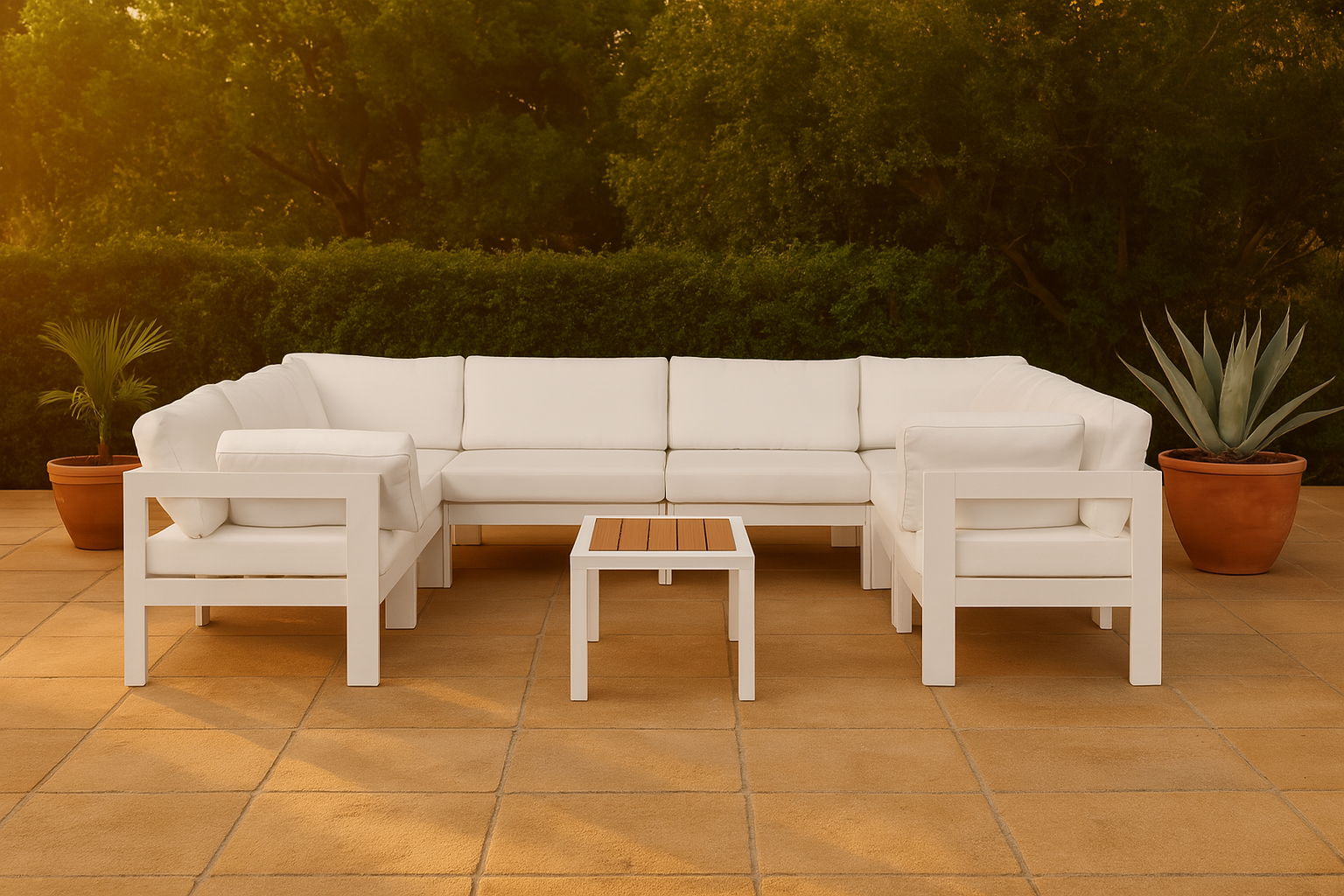 Nizuc - Outdoor Patio 8 Piece Modular Sectional With White Frame - Urban Living Furniture (Los Angeles, CA)