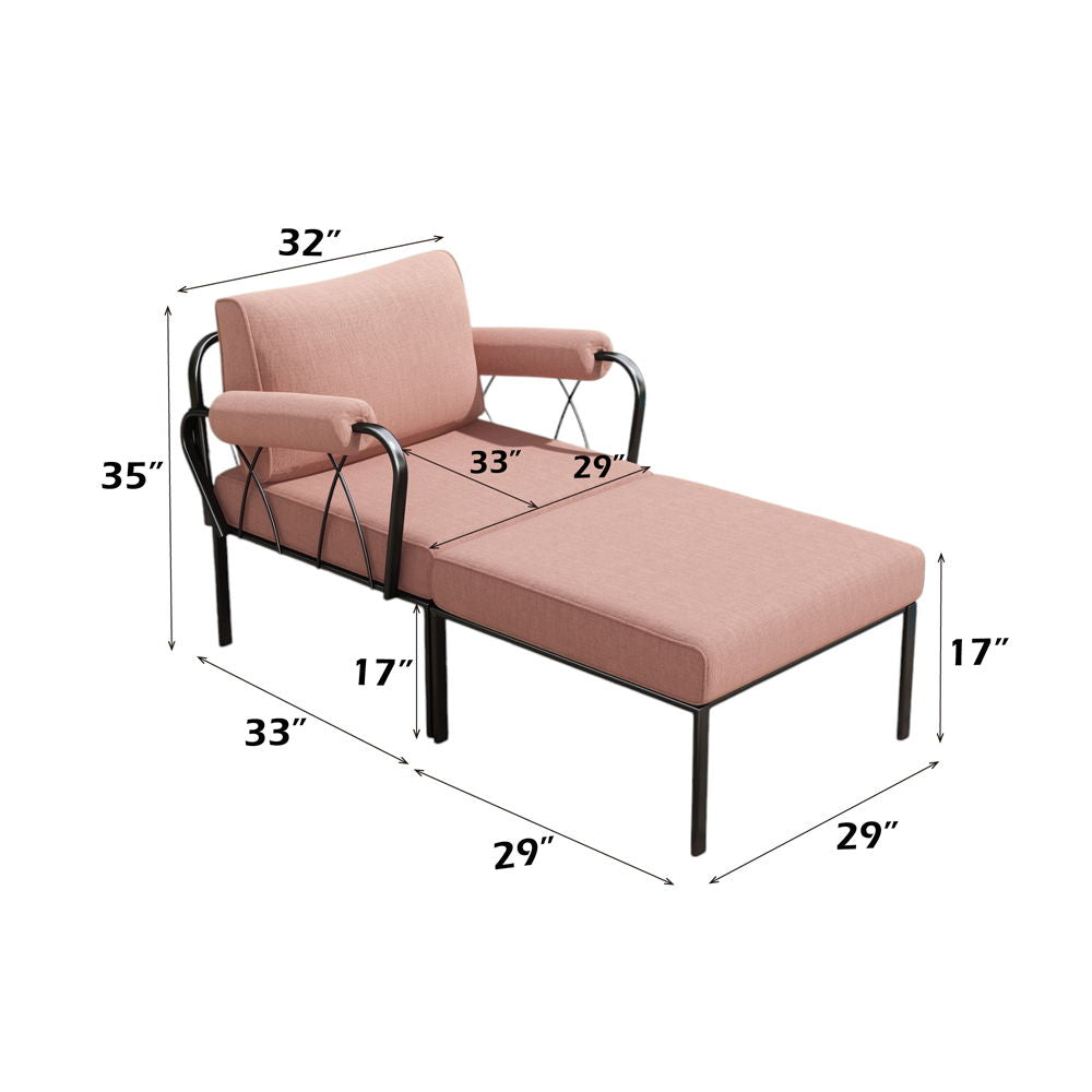 Rajni - Patio Ottoman - Pink Fabric & Black