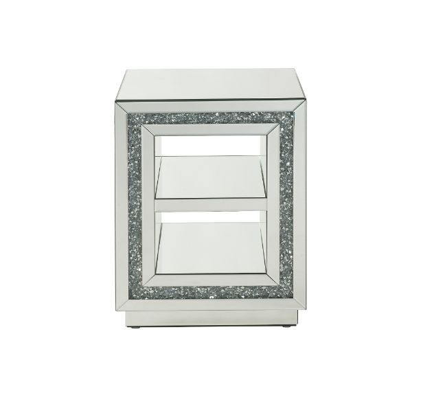 Noralie - 24"H End Table With 2 Tier Shelf - Mirrored & Faux Diamonds - Urban Living Furniture (Los Angeles, CA)