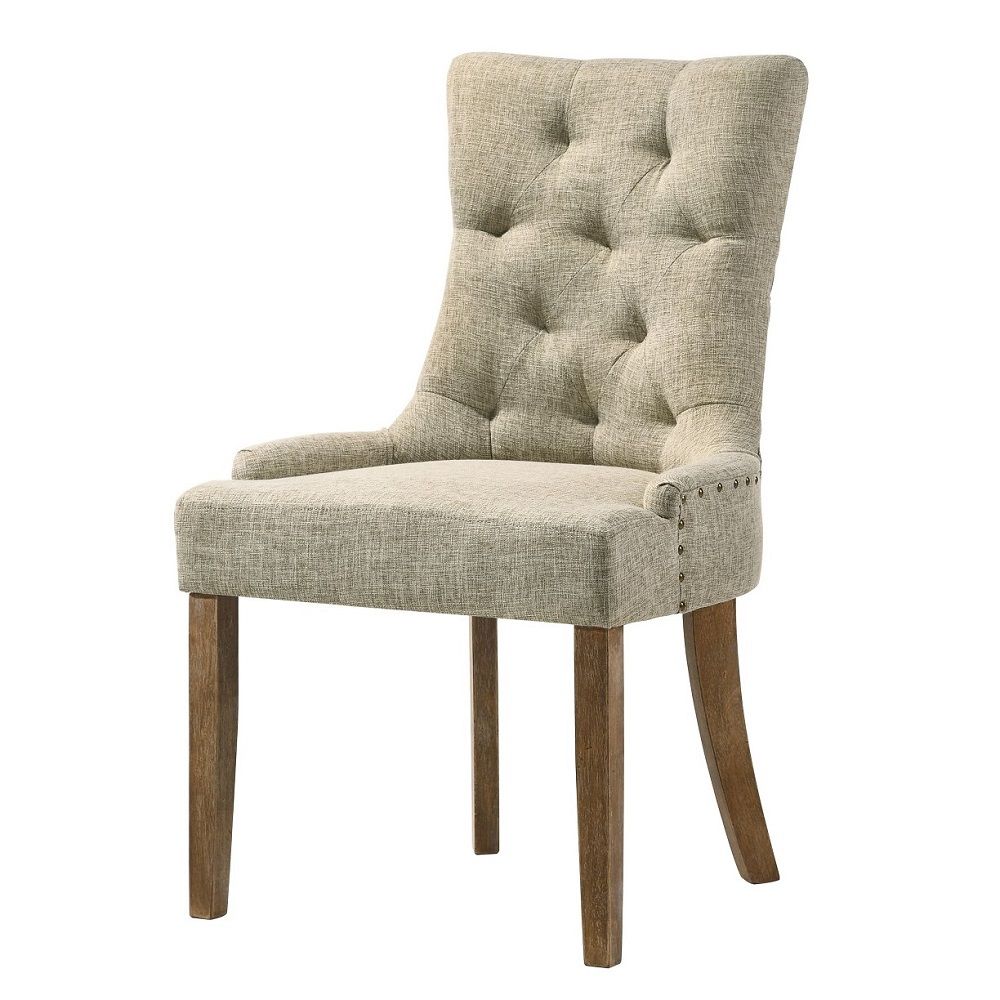 Yotam - Side Chair (Set of 2) - Beige Fabric & Salvaged Oak - Urban Living Furniture (Los Angeles, CA)