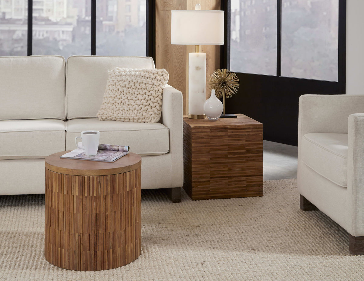 One - Wood Tile Square End Table - Solid Teak