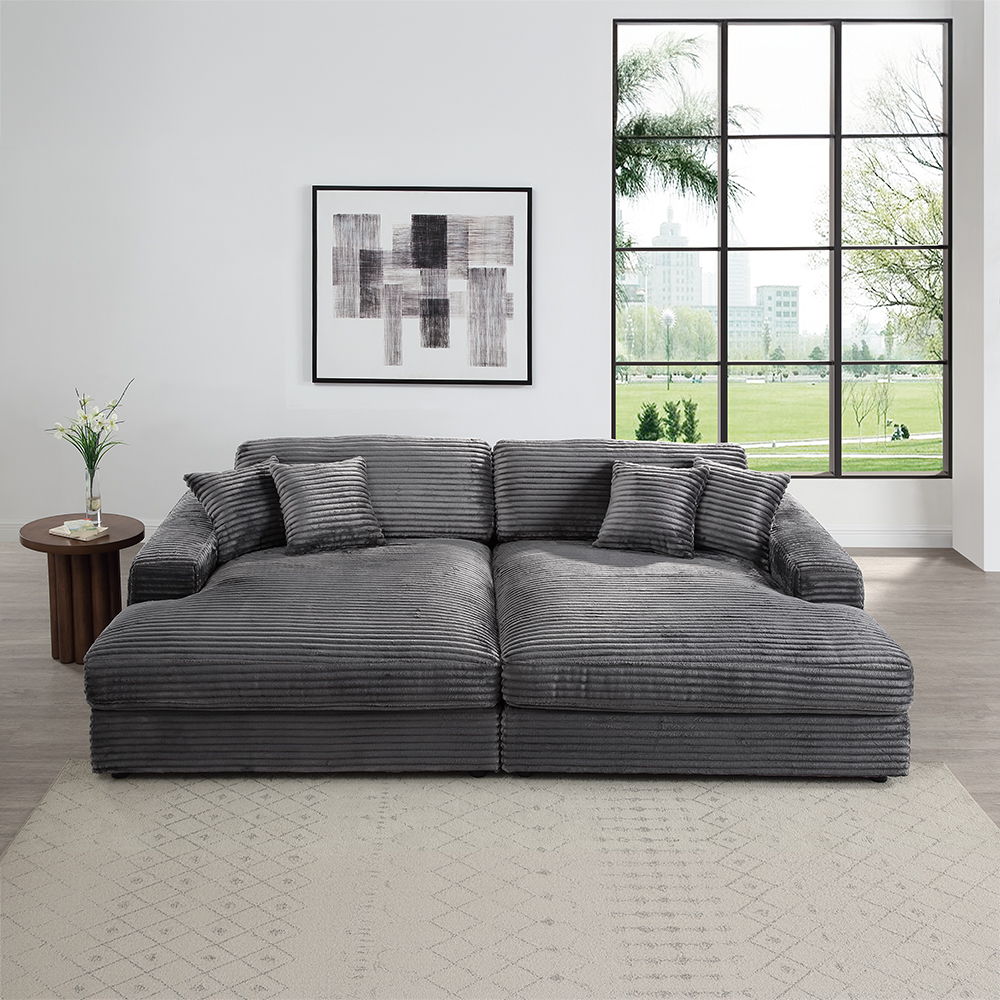 Hilde - Double Chaise With 2 Pillows - Dark Gray - Urban Living Furniture (Los Angeles, CA)