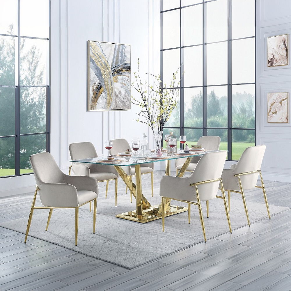 Barnard - Dining Table - Clear Glass & Mirrored Gold - Urban Living Furniture (Los Angeles, CA)