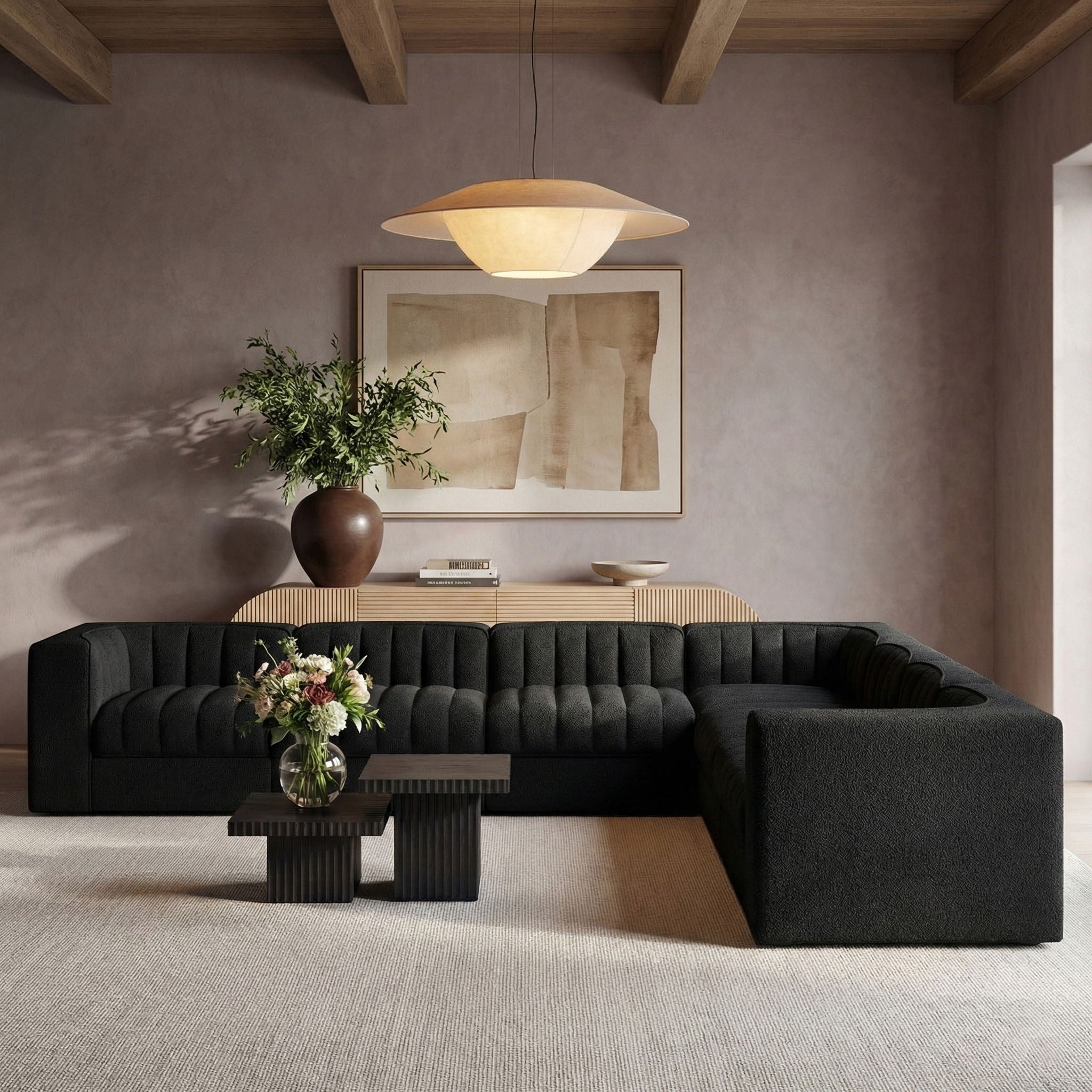 Rummi - Symmetrical Velvet Performance Fabric Upholstered 7 Piece Modular Sectional (With 3 Corner Chairs) - Urban Living Furniture (Los Angeles, CA)