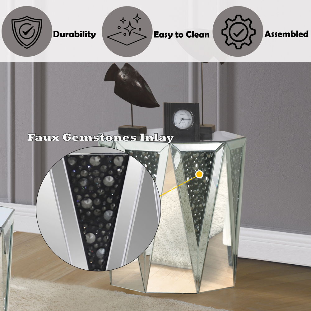Nysa - End Table - Mirrored & Faux Crystals - Urban Living Furniture (Los Angeles, CA)