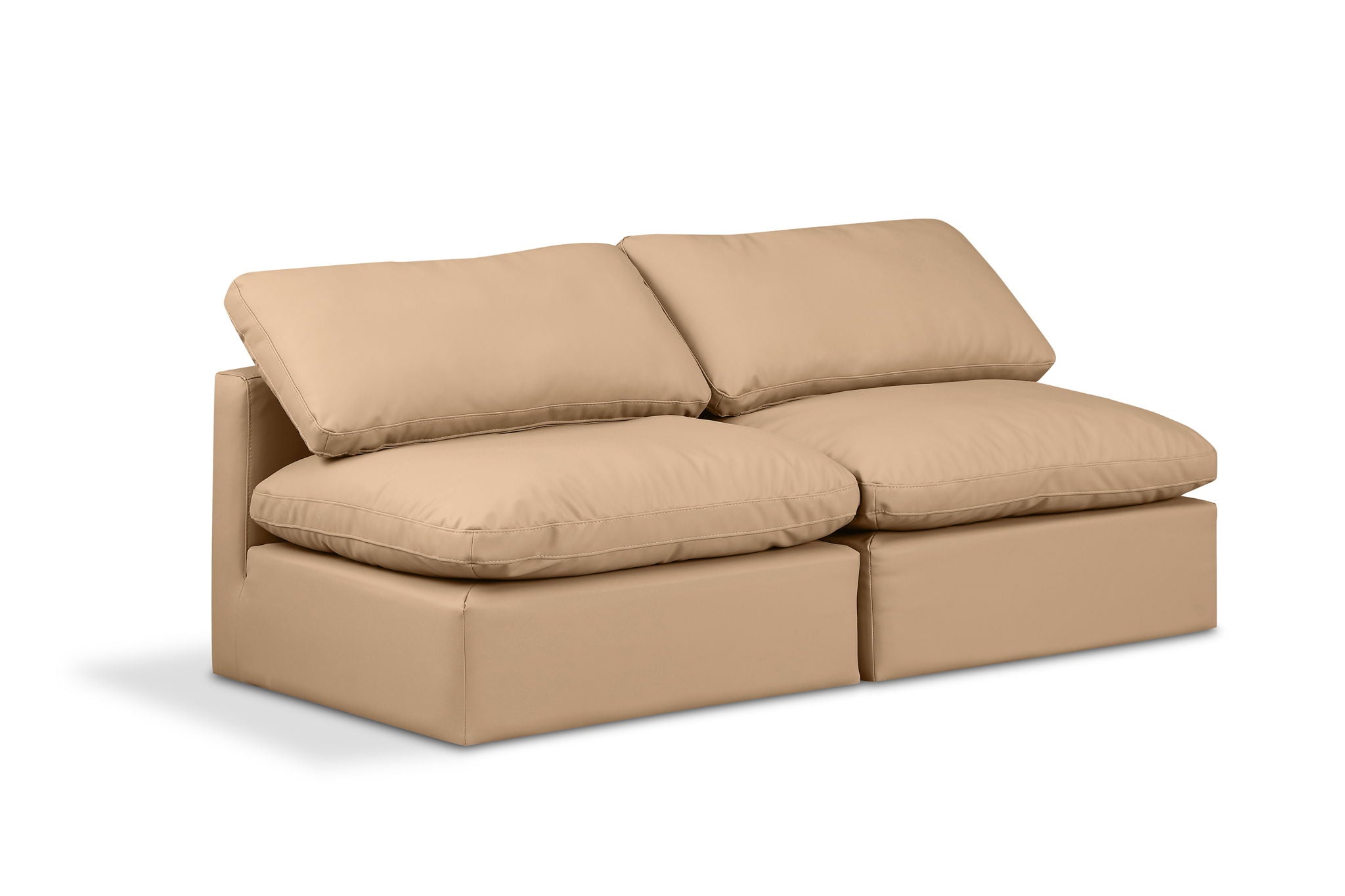 Indulge - Faux Leather 2 Seat Modular Armless Sofa - Tan - Urban Living Furniture (Los Angeles, CA)