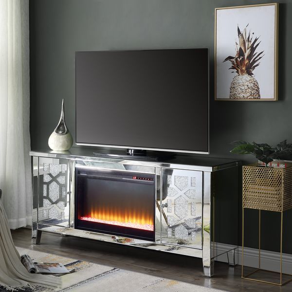 Noralie - TV Stand - Mirrored & Faux Diamonds - Wood - 28" - Urban Living Furniture (Los Angeles, CA)