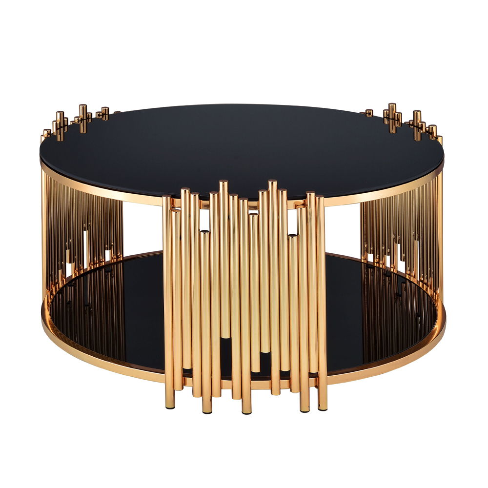 Tanquin - Coffee Table - Black Glass & Gold - Urban Living Furniture (Los Angeles, CA)