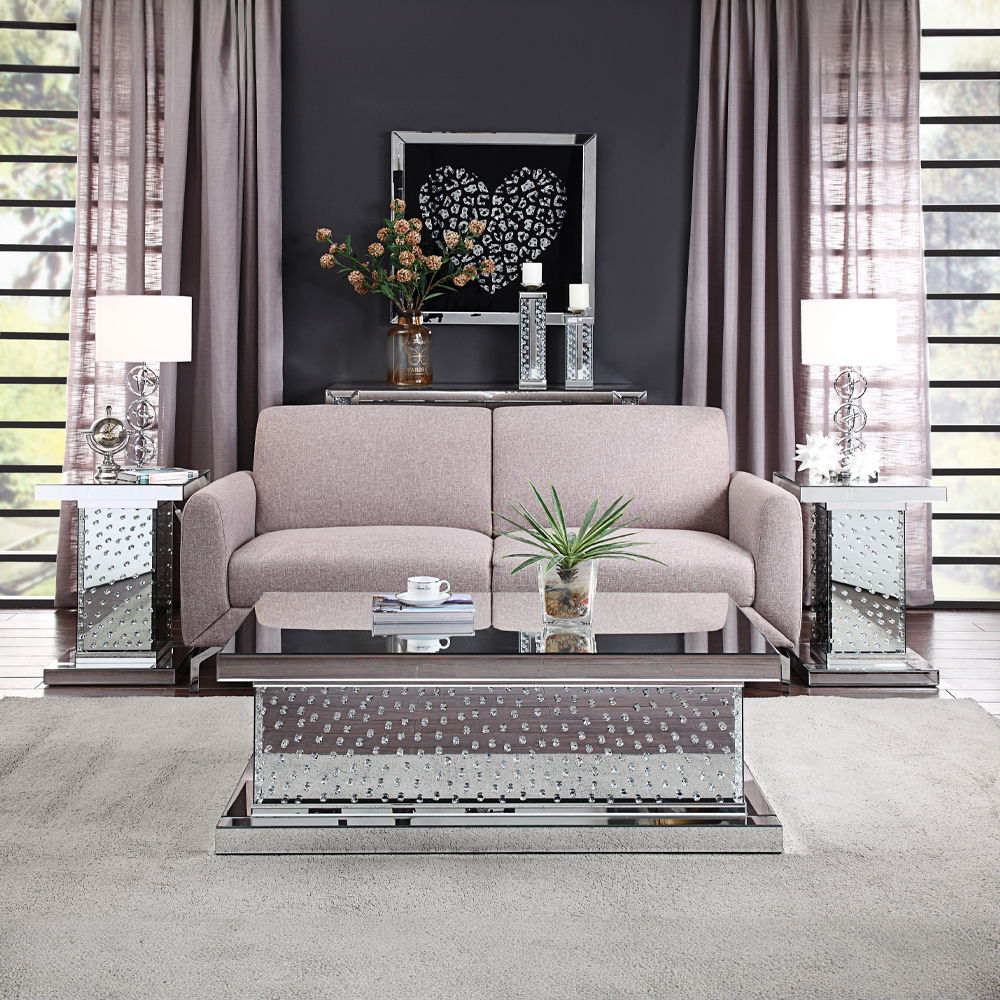 Nysa - 26" End Table - Mirrored & Faux Crystals - Urban Living Furniture (Los Angeles, CA)