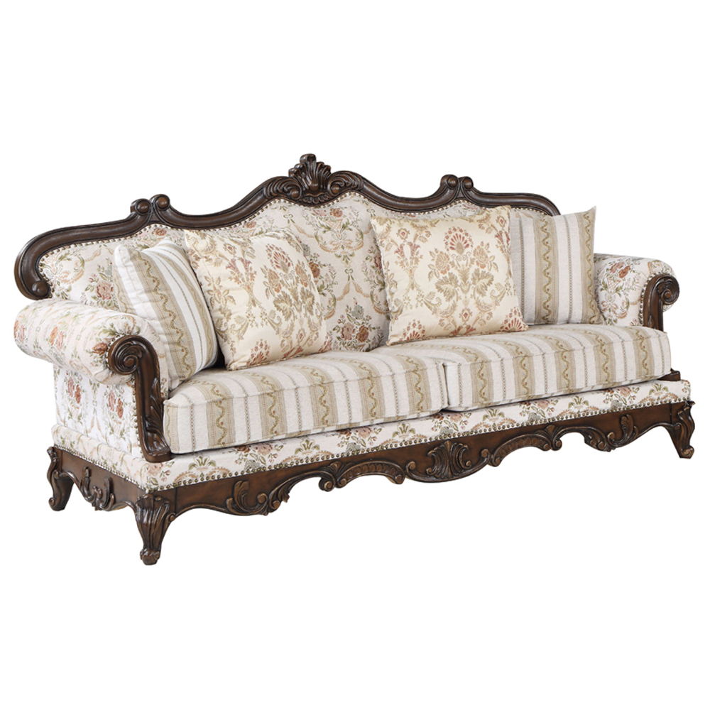 Nayla - Sofa With 4 Pillows - Pattern Fabric & Cherry - Urban Living Furniture (Los Angeles, CA)