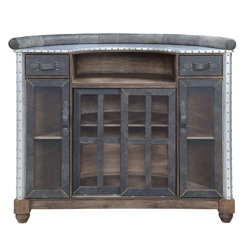 Rahma - Bar Table - Antique Ebony Top Grain Leather & Aluminum - Urban Living Furniture (Los Angeles, CA)