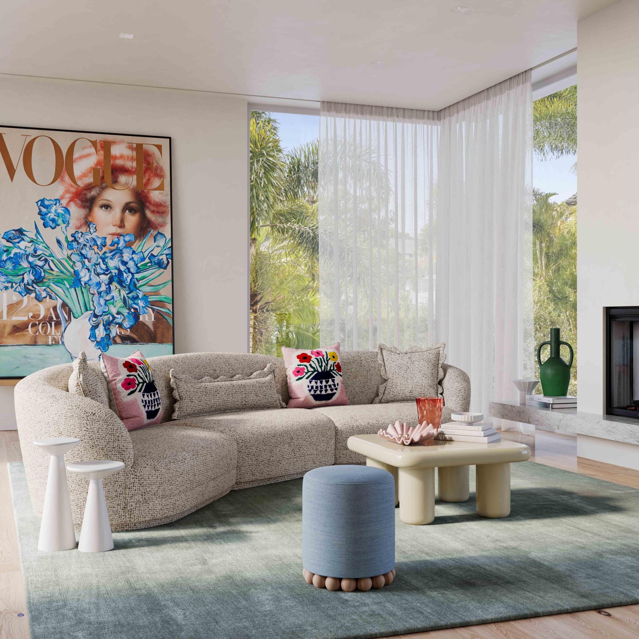 Marion - Textured Boucle Armless Loveseat - Two-Tone - Urban Living Furniture (Los Angeles, CA)