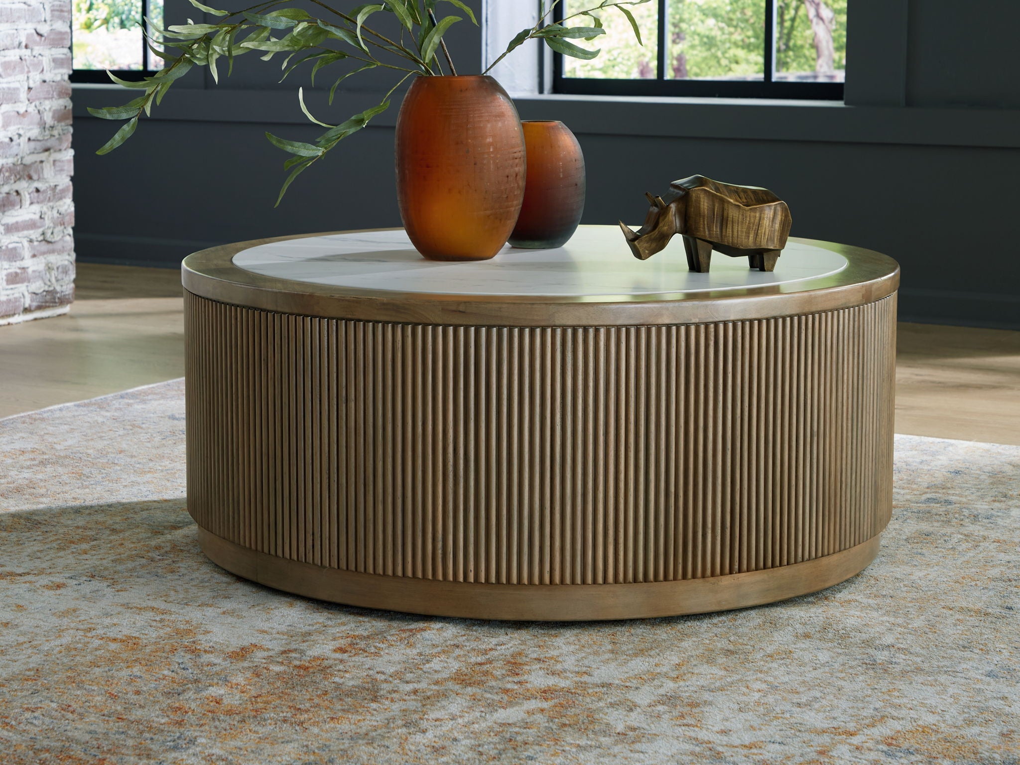 Camdill - Light Brown / White - Round Cocktail Table - Urban Living Furniture (Los Angeles, CA)