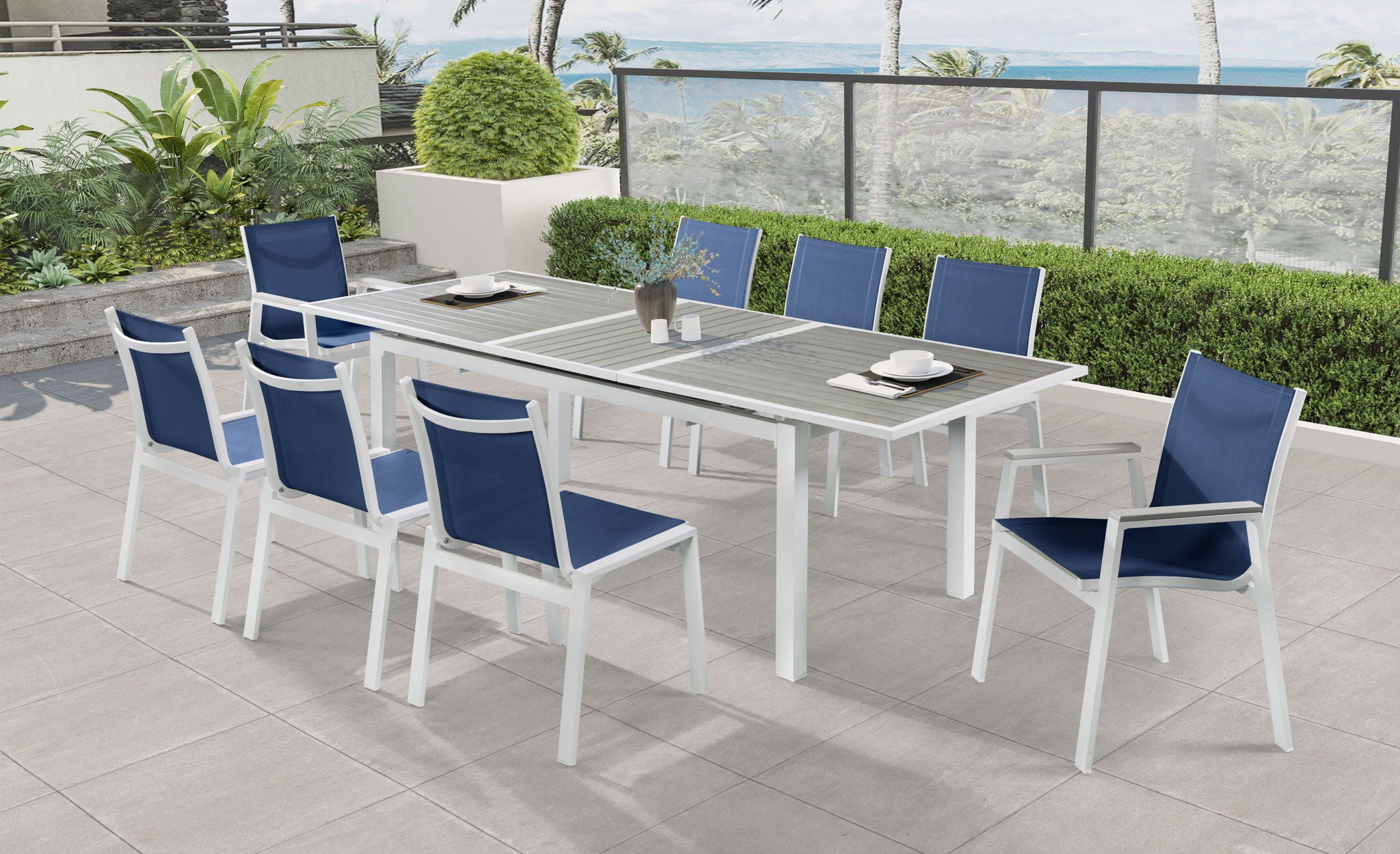Nizuc - Outdoor Patio Dining Arm Chair With White Frame And Gray Arms (Set of 2) - Urban Living Furniture (Los Angeles, CA)