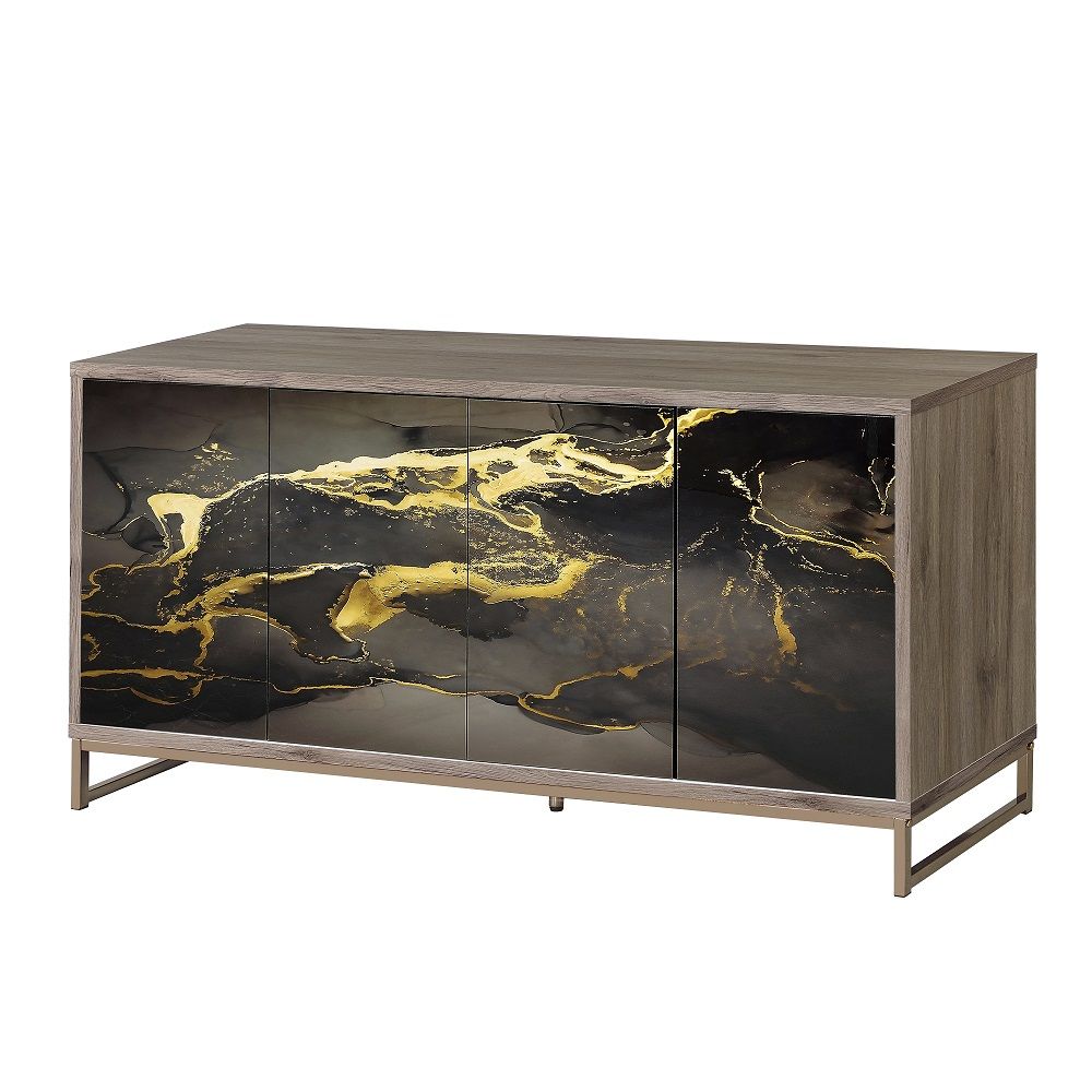 Payo - Console Cabinet - Black Marble Print Oak Champagne - Urban Living Furniture (Los Angeles, CA)