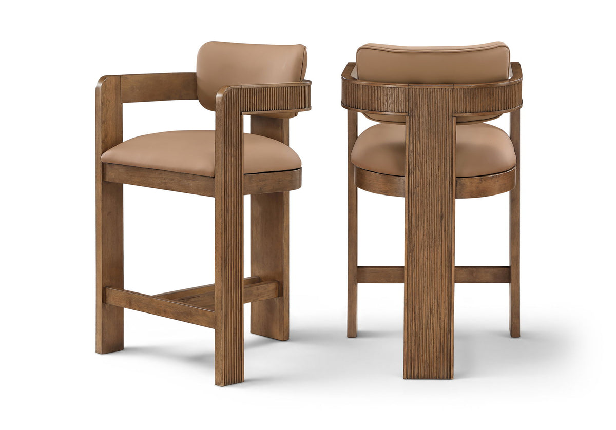 Sacha - Vegan Leather Upholstered Counter Stool With Brown Base