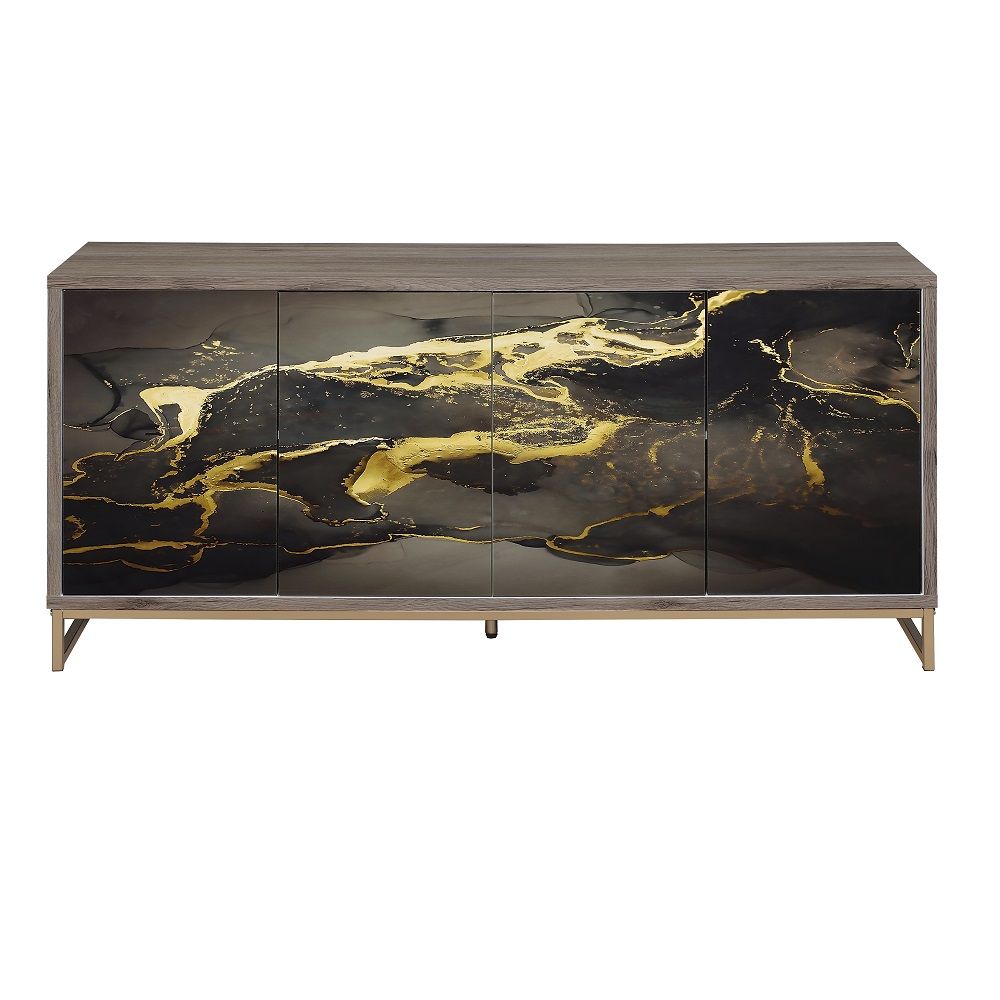 Payo - Console Cabinet - Black Marble Print Oak Champagne - Urban Living Furniture (Los Angeles, CA)