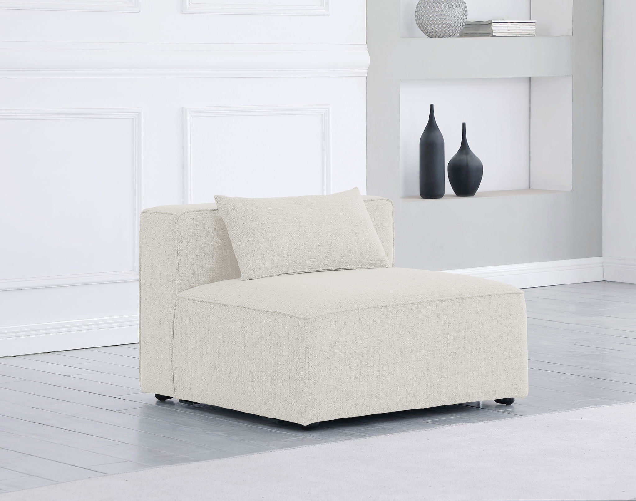 Cube - Linen Armless Chair - Urban Living Furniture (Los Angeles, CA)