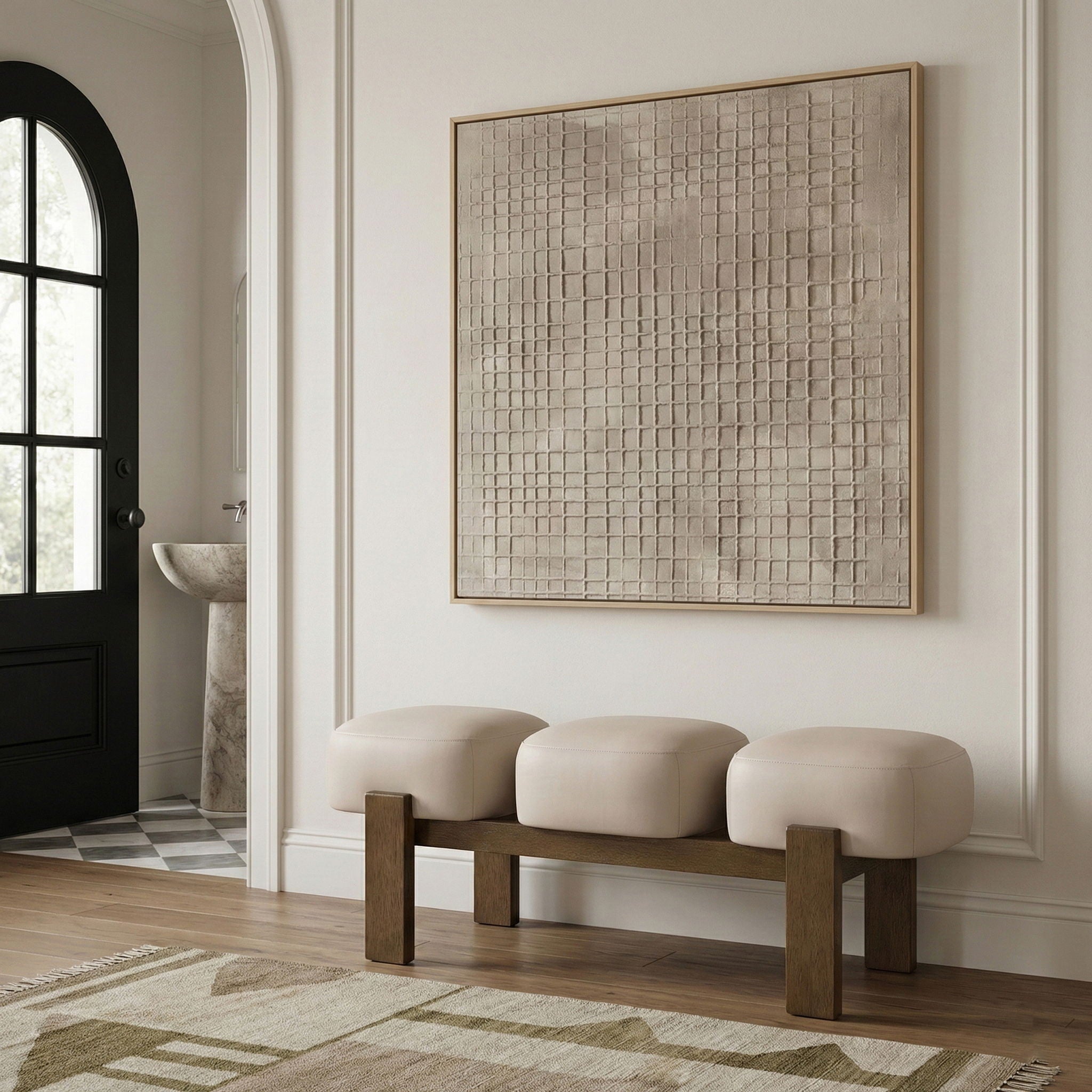 Woodcrest - Vegan Leather Upholstered Bench - Painted Brown Walnut Base - Urban Living Furniture (Los Angeles, CA)