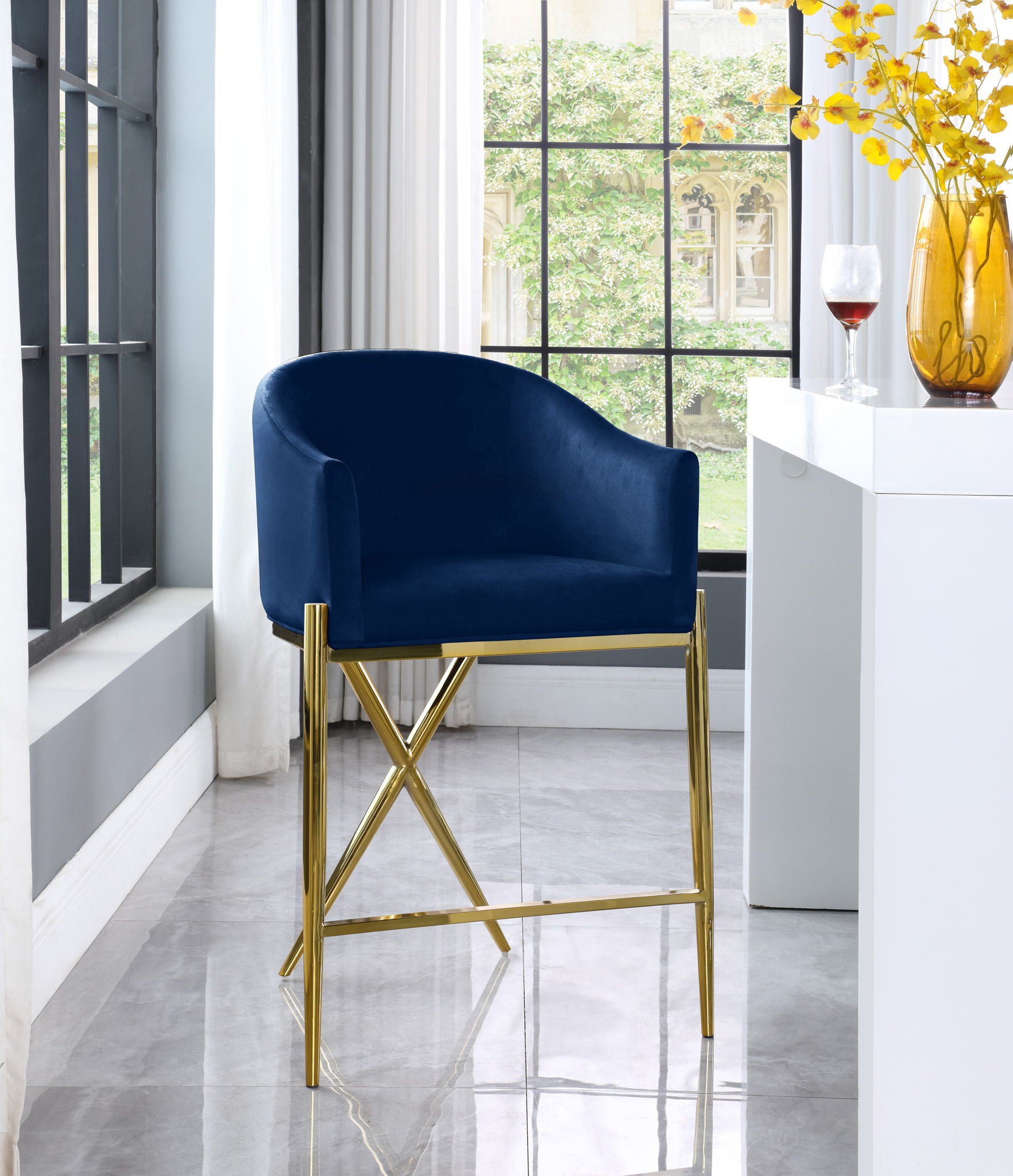 Xavier - Counter Stool with Gold Legs - Urban Living Furniture (Los Angeles, CA)