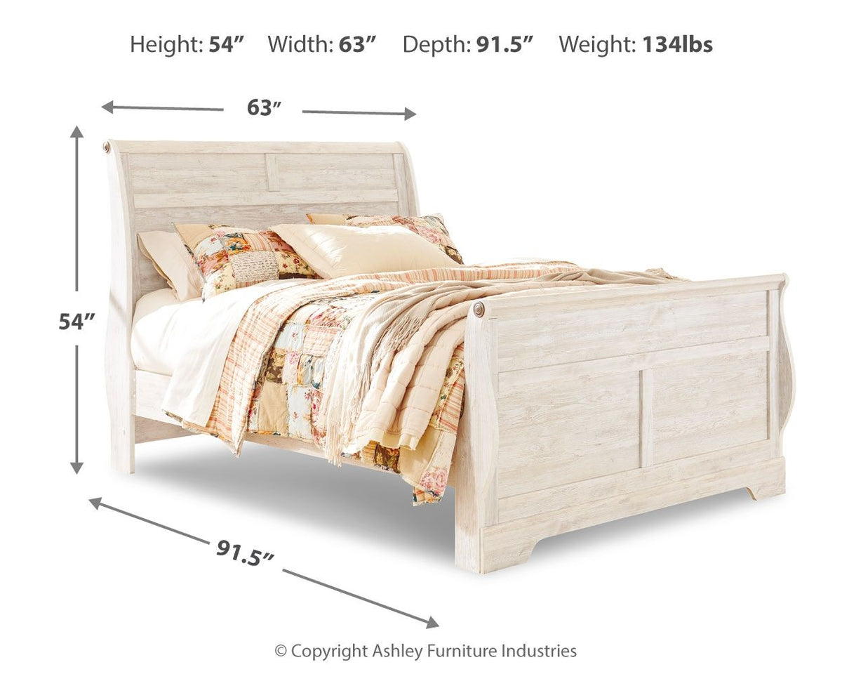 Willowton - Queen Sleigh Bed - Whitewash - Urban Living Furniture (Los Angeles, CA)