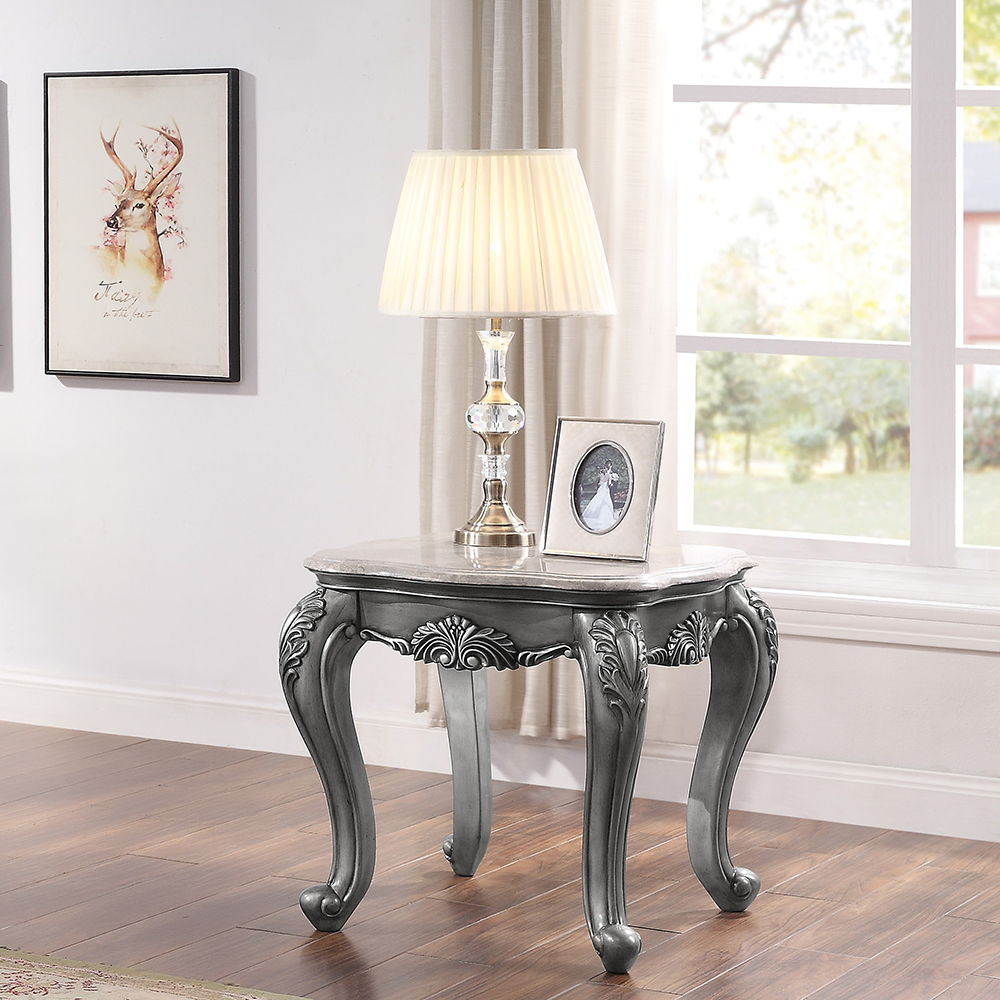 Ariadne - End Table - Marble Top & Platinum - Urban Living Furniture (Los Angeles, CA)
