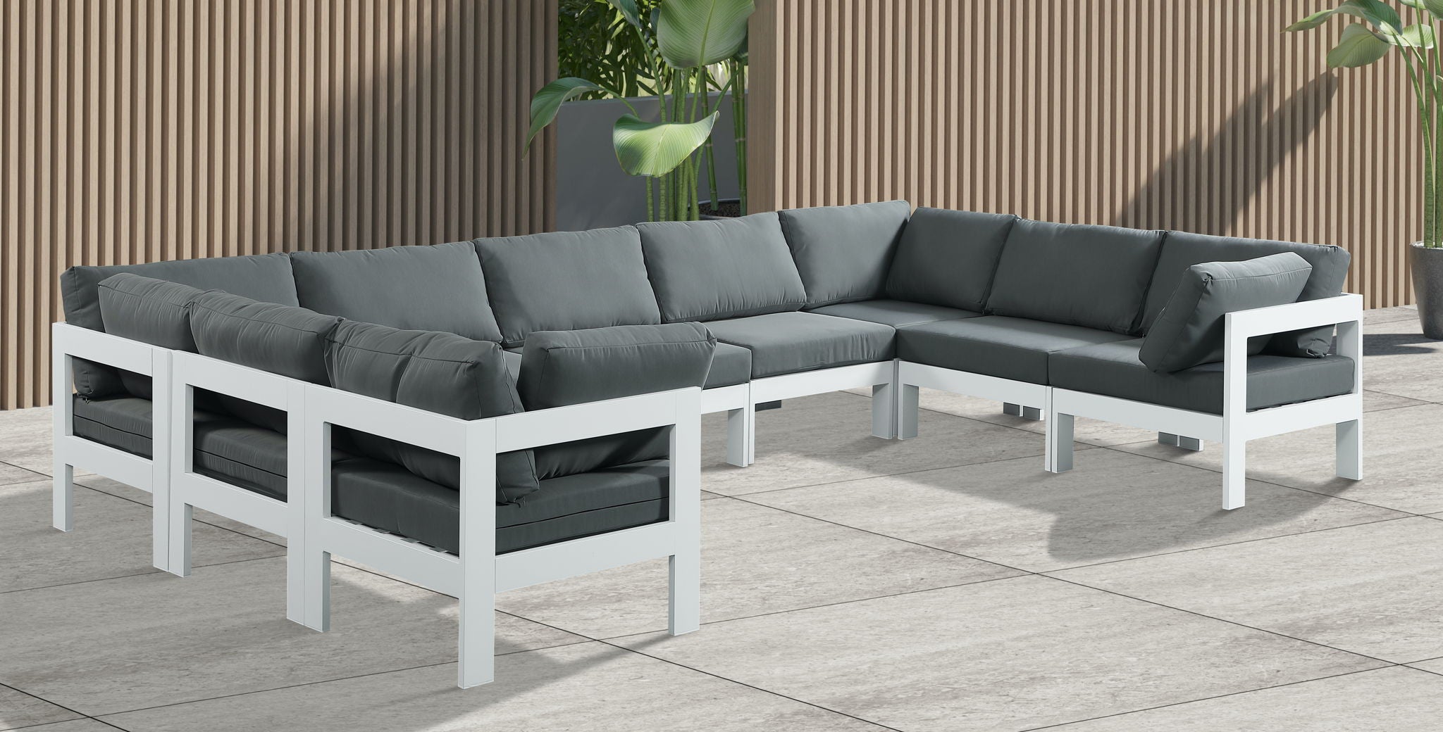 Nizuc - Outdoor Patio 9 Piece Modular Sectional With White Frame - Urban Living Furniture (Los Angeles, CA)