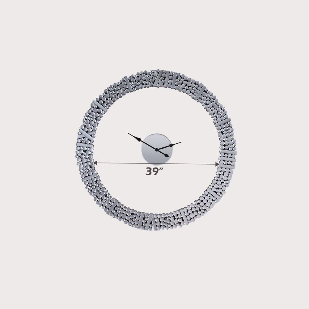 Kachina - 39" Wall Clock - Mirrored & Faux Gems - Urban Living Furniture (Los Angeles, CA)