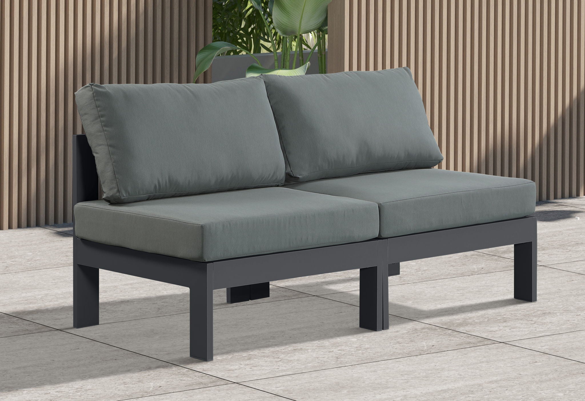Nizuc - Outdoor Patio 2 Seat Armless Modular Sofa With Gray Frame - Urban Living Furniture (Los Angeles, CA)