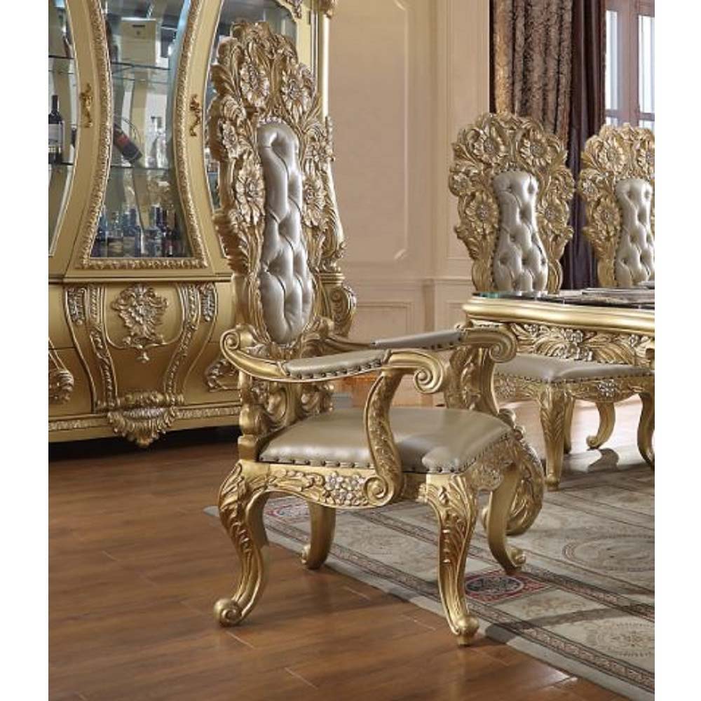Cabriole - Arm Chair (Set of 2) - Light Gold PU & Gold Finish - Urban Living Furniture (Los Angeles, CA)