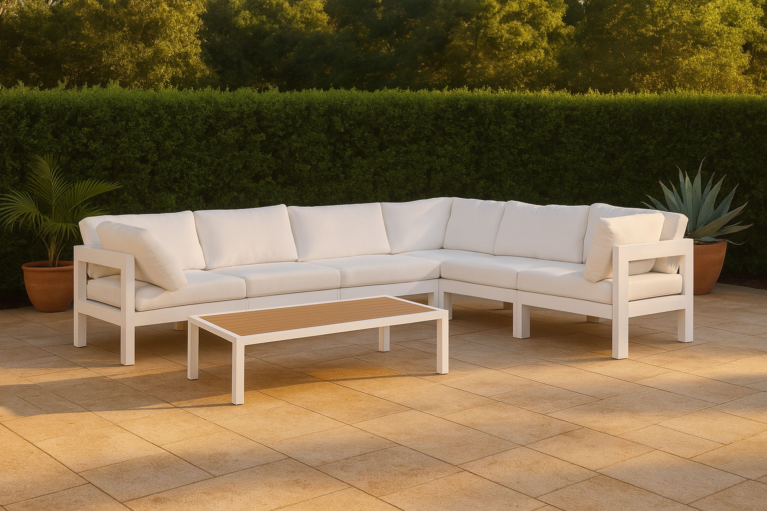Nizuc - Outdoor Patio 6 Piece Modular Sectional With White Frame - Urban Living Furniture (Los Angeles, CA)