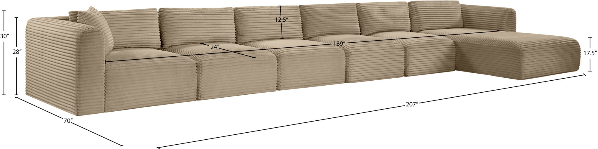 Shaggy - Fabric 6 Piece Modular Sectional With Chaise - Urban Living Furniture (Los Angeles, CA)