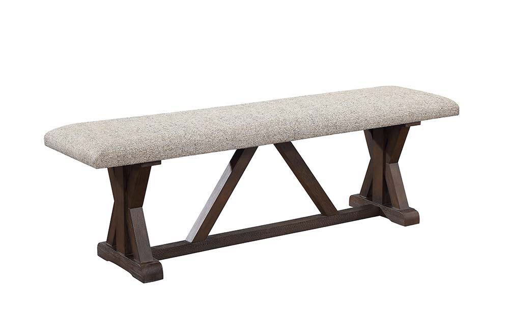 Pascaline - Bench - Gray Fabric, Rustic Brown & Oak Finish - Urban Living Furniture (Los Angeles, CA)