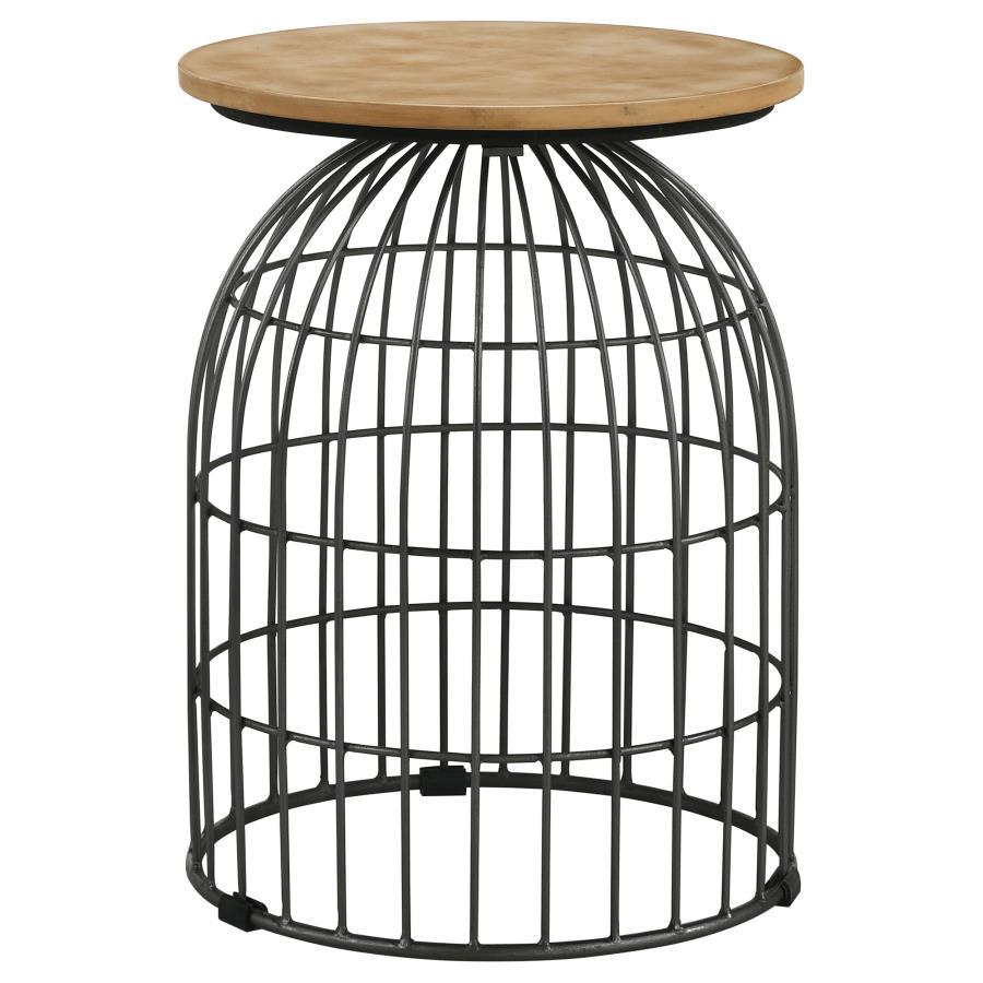 Bernardo - Round Wire Frame Side Table - Natural And Gunmetal - Urban Living Furniture (Los Angeles, CA)
