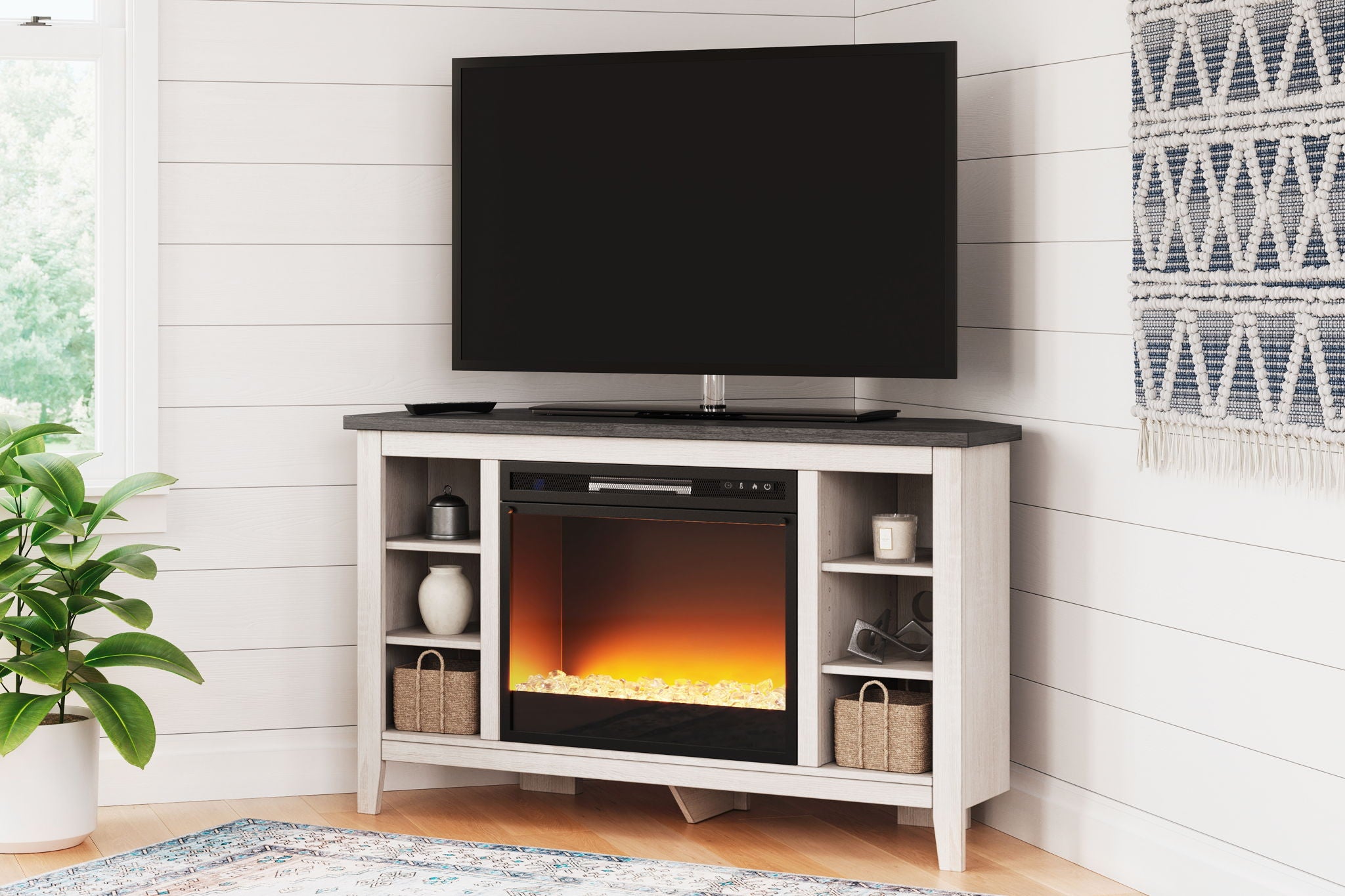 Dorrinson - Corner TV Stand With Fireplace Insert - Urban Living Furniture (Los Angeles, CA)