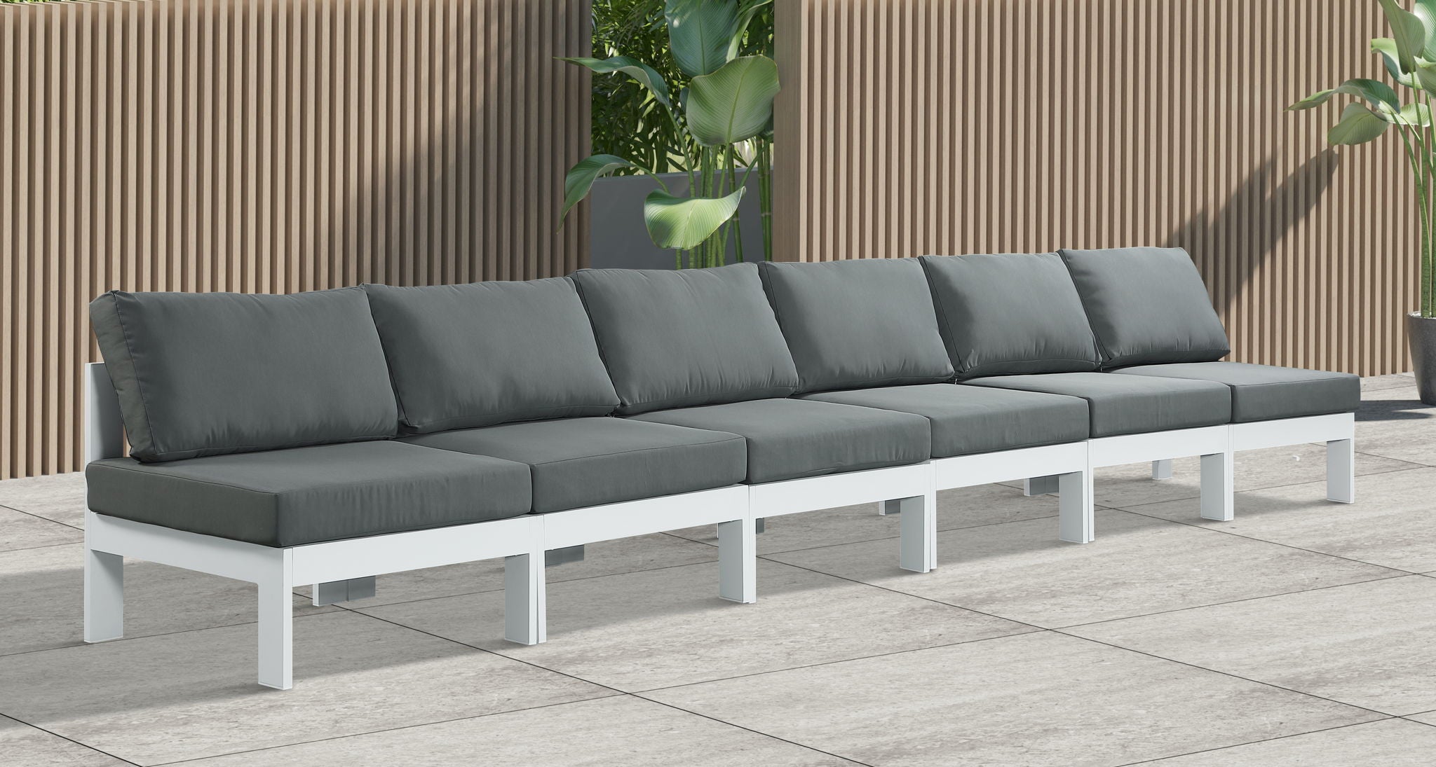 Nizuc - Outdoor Patio 6 Seat Armless Modular Sofa With White Frame - Urban Living Furniture (Los Angeles, CA)