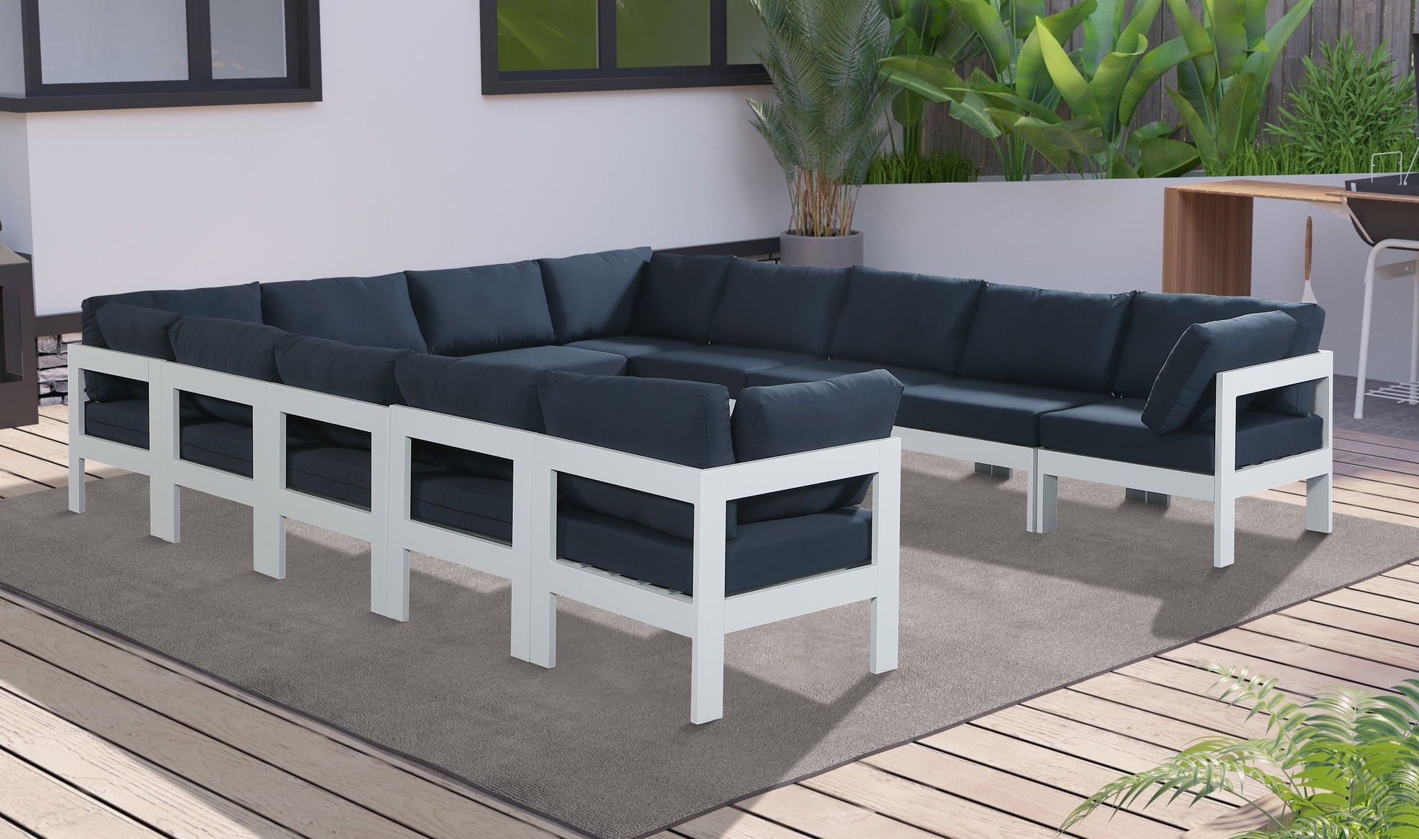 Nizuc - Outdoor Patio 12 Piece Modular Sectional With White Frame - Urban Living Furniture (Los Angeles, CA)